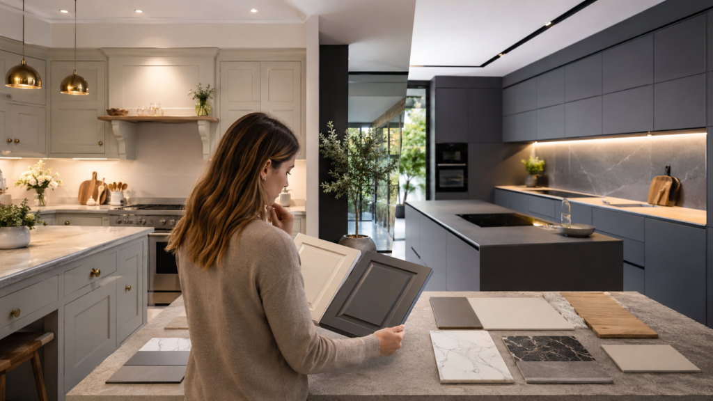 woman designing a kitchen
